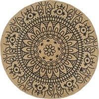 Handmade Rug Jute with Dark Blue Print 120 cm