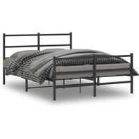 Metal Bed Frame without Mattress with FootboardBlack 135x190cm