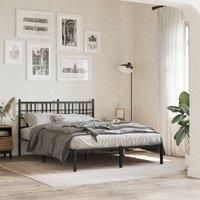 Metal Bed Frame without Mattress with Headboard Black 140x190cm