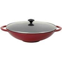 Chasseur Cast Iron Chilli Red 37cm Wok With Glass Lid Kit
