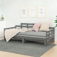Pull-out Day Bed Grey Solid Wood Pine 2x(90x200) cm