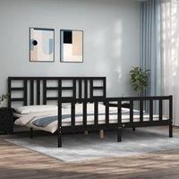 Bed Frame with Headboard Black 200x200 cm Solid Wood