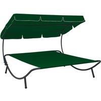 Outdoor Lounge Bed with Canopy Green