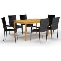 7 Piece Garden Dining Set Black