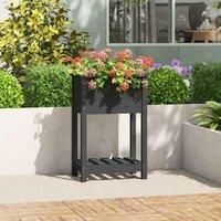Planter with Shelf Grey 54x34.5x81 cm Solid Wood Pine