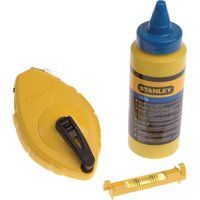 Stanley 30m Chalk Line Reel Set Kit Blue Chalk & Spirit Level Set New STA047443