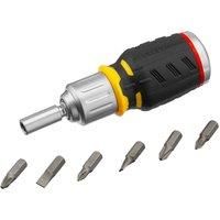 Stanley FMHT0-62688 Fatmax Stubby Ratchet Screwdriver (6 Bits), Black/Yellow, 219x99x49mm