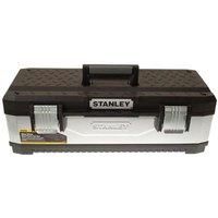STANLEY Galvanised Toolbox with Heavy Duty Metal Latch, Portable Tote Tray for Tools and Small Parts, 23 Inch, 1-95-619
