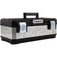 STANLEY Galvanised Toolbox with Heavy Duty Metal Latch, Portable Tote Tray for Tools and Small Parts, 23 Inch, 1-95-619