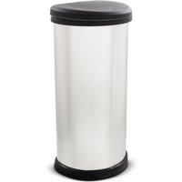 Curver Metal Effect Plastic One Touch Deco Bin, Silver, 40 Litre