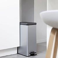 Curver 40 Litre Metallic Effect Slim Pedal Bin - Silver