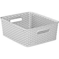 Curver Medium Faux Rattan Storage Basket, 30 x 36 x 14cm - Grey