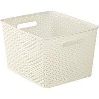 Curver My Style Large Rectangular Storage Basket, Vintage White, 18 Litre