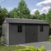 Keter Newton Plus Apex Outdoor Storage Shed Grey - 15 x 7.5ft