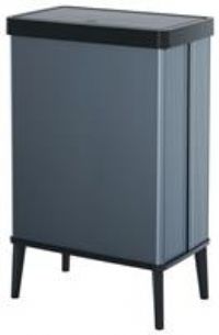 CURVER Verto 54L High Waste Bin, Push Lid, Sleek Design, Easy Assembly, Recycling Friendly, Pearl Blue