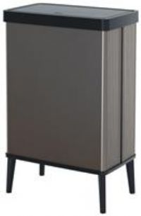 CURVER Verto 54L High Waste Bin, Push Lid, Sleek Design, Easy Assembly, Recycling Friendly, Pearl Grey
