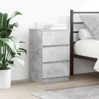 Bedside Cabinet with 3 Drawers Concrete Grey 39x35x65 cm