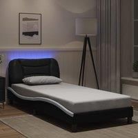Bed Frame with LED without Mattress Black and White 90x200 cm