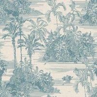 Muriva Ltd Muriva Tropical Toile Blue Wallpaper, Blue