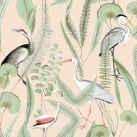 Muriva Eden Kivu Birds Water Plants Wallpaper Pink M37403
