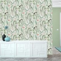 Muriva Eden Kivu Lake Wallpaper Water Birds Plants Leaves - Olive M37404