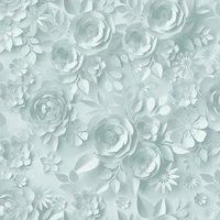 Muriva My Kingdom 3D Textured Effect Origami Flowers Wallpaper - Modern Living Room, Bedroom, Hallway Decorative Luxury Wallpaper - Duck Egg/Teal