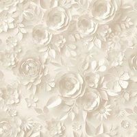 Muriva My Kingdom Origami Flowers 3D Textured Effect Floral Wallpaper - Modern Wall Decor for Living Room, Bedroom, Hallway - Cream