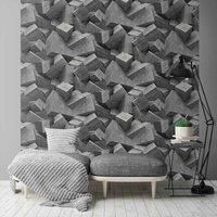 Muriva Ltd Muriva Quadra Charcoal Wallpaper, Black