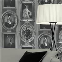 Muriva J59309 Black and White Dogs in Frames Wallpaper 10.05m long x 0.53m wide