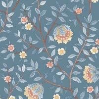 Muriva Ltd Muriva Edlyn Floral Blue Wallpaper, Blue