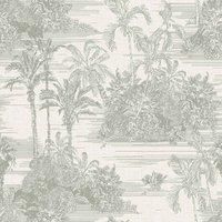 Muriva Ltd Muriva Tropical Toile Olive Wallpaper, Green