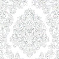 Muriva Ltd Muriva Odessa Damask White Wallpaper, White