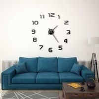 3D Wall Clock Modern Design 100 cm XXL Black