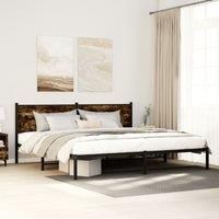 Metal Bed Frame without Mattress Smoked Oak 200x200 cm