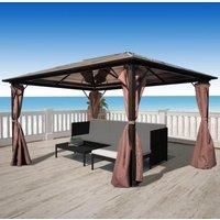 Gazebo with Curtain Brown Aluminium 400 x 300 cm