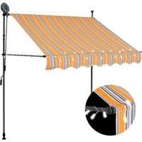 Manual Retractable Awning with LED 100 cm Yellow and Blue