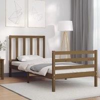 Bed Frame with Headboard Honey Brown 90x200 cm Solid Wood