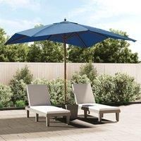 Garden Parasol with Wooden Pole Azure Blue 300x300x273 cm