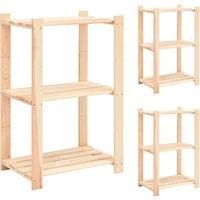 3-Tier Storage Racks 3 pcs 60x38x90 cm Solid Pinewood 150 kg