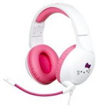 Konix Hello Kitty Kabelgebundenes Gaming-Headset für PC, PS4, PS5, Switch, Xbox One und Series X|S - Mikrofon - Kabel 1,5 m - 3,5 mm Klinkenstecker - Weiß und Rosa