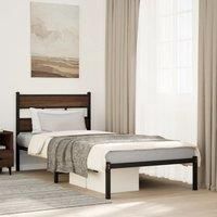 Bed Frame without Mattress with Headboard Brown Oak 75x190 cm Small Single