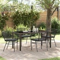 Set of 3 Black PE rattan, Powder-coated steel Medium Durable