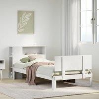 Bookcase Bed without Mattress White 75x190cm Small Single Solid Wood Pine