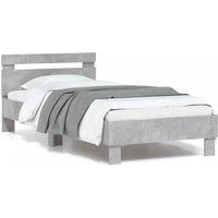 Bed Frame without Mattress with LED Lights Concrete Grey 90x200 cm