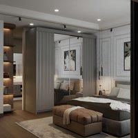 Modern Double Sliding Wardrobe with LED Light W203cm x H217cm x D62cm