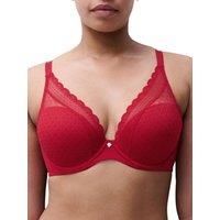 Chantelle Women's Norah Chic Plunge T-Shirt Bra - Black in Red | Size: 32E