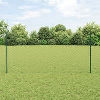 Fence Posts 11 pcs U-Channel Green 120 cm Steel, Hexagon Fence Green 1,2x100 m Steel
