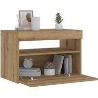 Bedside Cabinet with LED Lights Artisan Oak 60x35x40 cm Engineered Wood