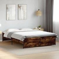 Bed Frame without Mattress Smoked Oak 140x200 cm