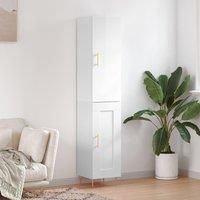 Highboard High Gloss White 34.5x34x180 cm Engineered Wood